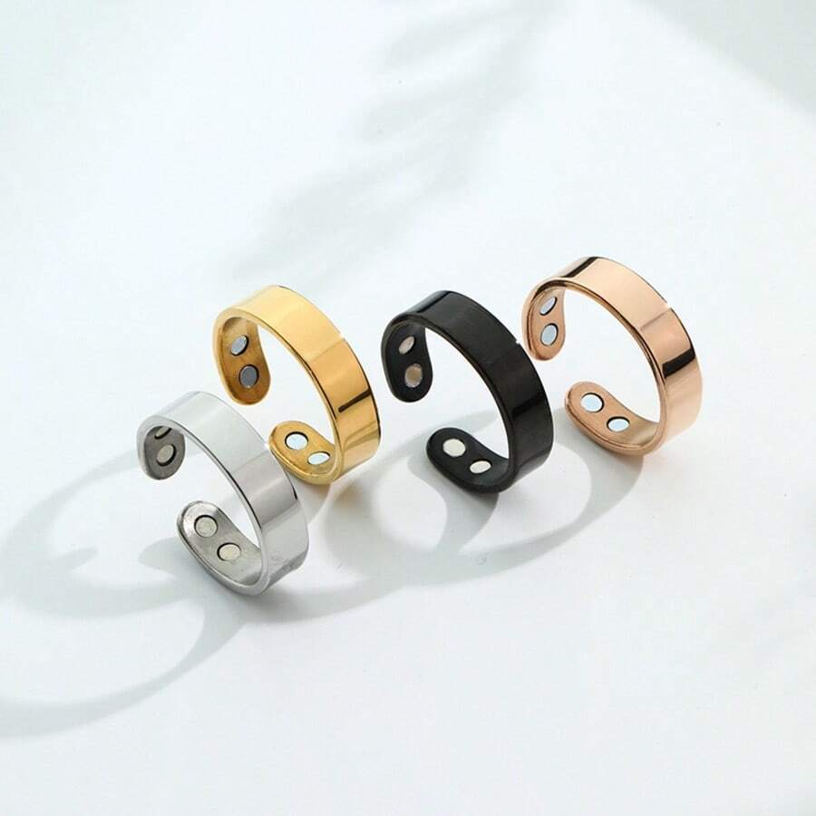 1 buah Cincin Magnetik Stainless Steel, Cincin Pereda Stres Magnetik Terbuka dengan Magnet Ganda, Aksesori Sehat & Modis, Cincin Kesehatan Magnetik yang Dipersonalisasi dengan 4 Batu Magnetik, Cincin Penyerap Magnetik yang Dapat Diatur - MultiWarna - View 1