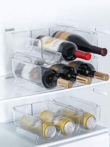 1 pieza/Organizador apilable para botellas de vino tinto, Estante combinable gratis para botellas de agua, Organizador transparente para botellas de agua para gabinete, Estante para vino para organización y almacenamiento en la cocina - Ver 10