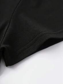 Ropa de mujer, camiseta con estampado "Faith Journey", diseño de cuello redondo, top casual con estampado de letras, elasticidad media, adecuada para todas las estaciones. - Negro - Ver 6