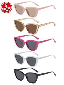 5pcs Women's Cat Eye  Glasses, Retro Tinted Lens  Protection Shades, Multicolor Pack For Daily & Vacation - Nhiều màu - Xem 6