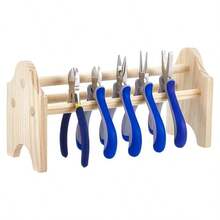 Wood Pliers Rack, 9.8x3.7x5inch Jewelry Pliers Holder Rack, Top Organizer Jewelers Work Studio Shed Storage Tongs - Blue - View 1