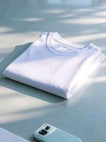 Camiseta de manga corta holgada con estampado de margaritas grandes, informal para uso diario, hecha de algodón puro, cómoda y de estilo casual, adecuada como regalo para novios, novias, padres y como una camiseta divertida para mujer. - Blanco - Ver 4