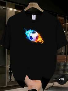 Camiseta conmemorativa 2026 para hombre - Estampado con patrón de fútbol - Diseño casual de cuello redondo - Apta para entrenamiento y uso al aire libre - Ropa para aficionados del evento 2026 - Lavable a máquina - Ideal para entusiastas del deporte y uso diario - Negro - Ver 2