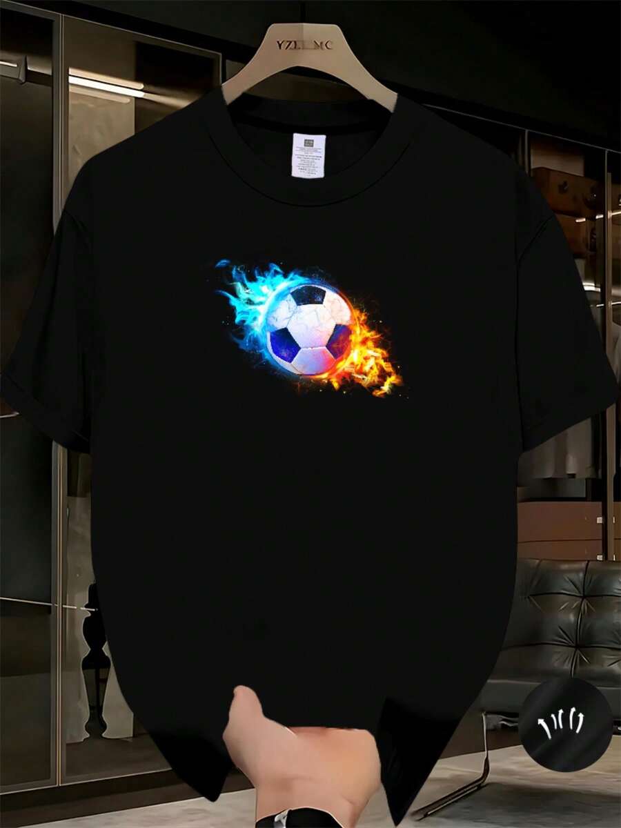 Camiseta conmemorativa 2026 para hombre - Estampado con patrón de fútbol - Diseño casual de cuello redondo - Apta para entrenamiento y uso al aire libre - Ropa para aficionados del evento 2026 - Lavable a máquina - Ideal para entusiastas del deporte y uso diario