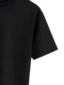 Mujer Camiseta de manga corta con estampado térmico de letras y plátanos en tonos amarillo y blanco, diseño de plátanos y corazones divertido, cuello redondo versátil - Negro - Ver 3