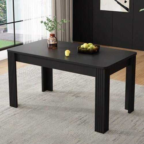 Dining Table, Modern Dining Table, Sturdy Dining Table, Four-Legged Table, Rectangular Dining Table, Coffee Lounge Table, Modern Simple Dining Table, Black - Black - View 1