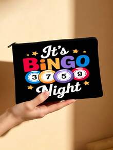 Bingo Game Print Cosmetic Bag, Double-Sided Pattern Toiletry Pouch, Bingo Night Essential, Perfect Gift For Bingo Lovers & Players - Multicolor - View 13