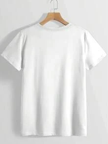Camiseta de Mujer Estilo Universitario para Regreso a Clases - Camiseta casual de cuello redondo, holgada y de color amarillo claro, con divertidos diseños de letras, estrellas y lazos - Lavable a máquina, adecuada para primavera, verano y otoño, perfecta para el atuendo de maestra, con elegantes fuentes decorativas y tela cómoda. Camiseta de manga corta 100% Algodón. - Blanco - Ver 3