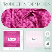 1pc Satin Bandana Square Scarf For Women,19.6/27.5/35 In Optional,Pink Leopard Print Scarf,Horsebit Print Headscarf,Neck Scarf,Bag Decor For Travel - Multicolor - View 3