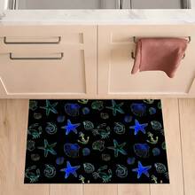 1 pieza Alfombra de gel de sílice con estampado de criaturas marinas, alfombra rectangular lavable para sala de estar, dormitorio, pasillo, baño, lavandería - Alfombra de poliéster, adecuada para decoración del hogar interior y exterior - Multicolor - Ver 3