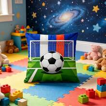 1PC World Cup Themed Pillow Cover - Flag, Football, Football Frame Pattern Design, Double Sided Printing, Durable Machine Washed Fabric, Zipper Sealing, Suitable For Queuing, Fans, Living Room Decoration, Home Decoration, Tropical Style, Printed Design, Living Room Pillow Cover, Decorative Pillow Cover, Home Decorator (Excluding Pillow Core) - Multicolor - View 1