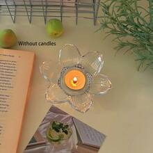 1 pieza Portavelas de vidrio de lujo, adecuado para uso en hoteles y decorativo, se puede usar para cenas a la luz de las velas en restaurantes, portavelas de decoración romántica, diseño de base sin portavelas, contiene vela de vidrio, se puede usar como decoración de mesa de meditación en la sala de té, también adecuado para decoración del hogar en el dormitorio, ayuda con el sueño - Flores - Ver 13