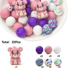 22/24/25pcs Colorful Animal Silicone & Acrylic Beads Set, DIY Jewelry Making Bracelet Necklace Phone Charm & Bag Decor Craft Supplies - Multicolor - View 20