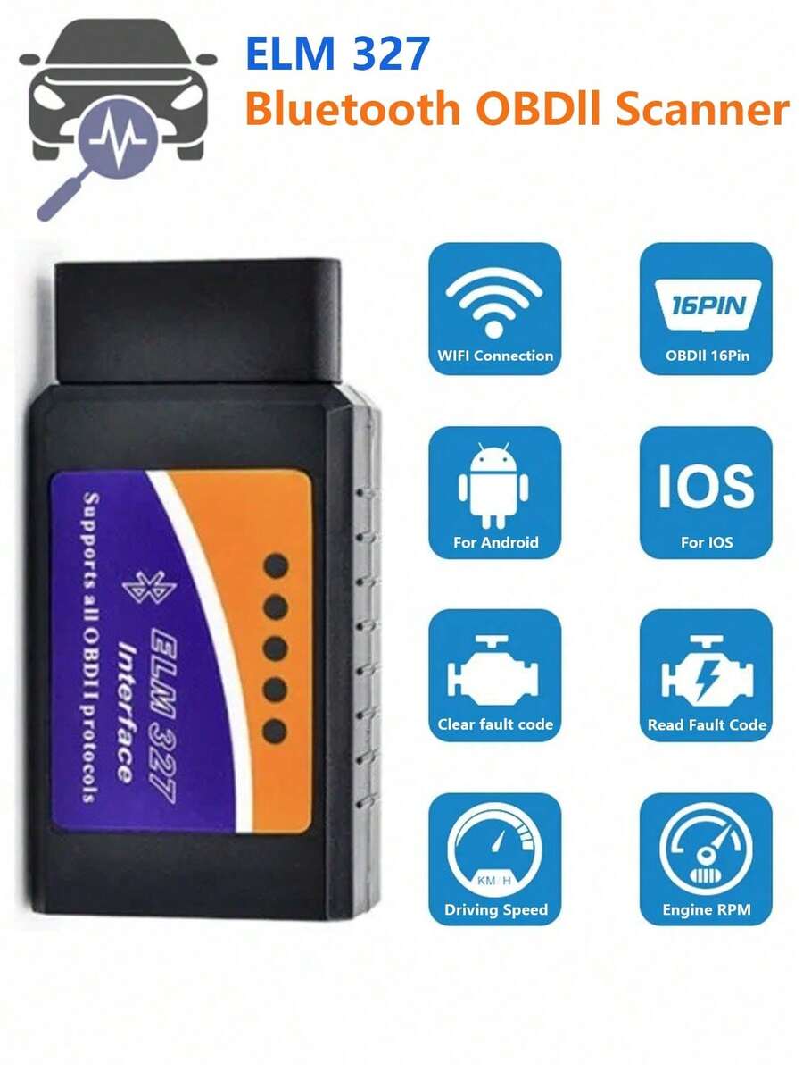 Escáner OBD2 Inalámbrico - Diagnóstico Completo del Sistema, Prueba de Emisiones y Monitoreo de Datos en Tiempo Real para Sistemas Android e iOS, Herramienta de Diagnóstico de Vehículos con Interfaz OBD-II sin Batería, Compatible con la Mayoría de Modelos de Automóviles, Aplicación Gratuita y Soporte 24/7, Regalo Perfecto para el Día de la Madre - Negro - Ver 1