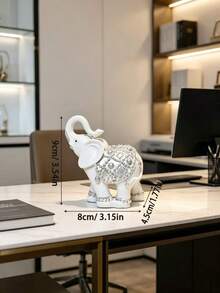 1pc Exquisite European Style Elephant Decor, Luxury Desktop Ornament For Living Room And Office, Housewarming & Business Opening Gift, Feng Shui Decoration, High-End Auspicious Accessory - Multicolor - View 3