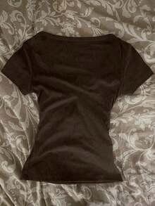 Camiseta de manga corta con cremallera frontal de 2 vías y adorno de encaje para mujer - Multicolor 11 - Ver 3