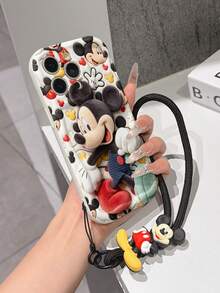 This Disney Mickey Mouse Lanyard Phone Case Is Fully Covered In TPU Material. It's Shockproof, Lightweight, And Compatible With IPhone17/16/11/13/15/15 Plus/15 Pro/15 Pro Max/12/14 Pro Max/11 Pro Max/12 Pro/12 Pro Max/13. This Phone Case Makes A Popular Birthday Gift Or Business Gift; It's Durable, Stain- And Fingerprint Resistant, And Suitable For Both Men And Women. The Set Also Includes A Mickey Mouse Phone Case And A Mickey Mouse Plush Bracelet. It's A Perfect Gift For Friends And Family. This Stylish Phone Case Is Fun, Lightweight, And Durable. IPhone17 Pro Max Phone Case, Minnie Mouse Phone Case. - trắng - Xem 2