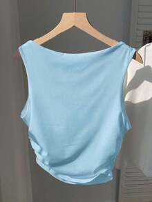 Camiseta de tirantes de algodón puro, primavera/verano - Azul - Ver 2