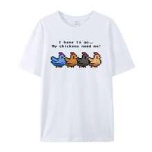 Camiseta de Cuello Redondo  Verano 2026, Diseño de Pollito de , Unisex, Corte Holgado, Versátil, Manga Corta - Blanco - Ver 3