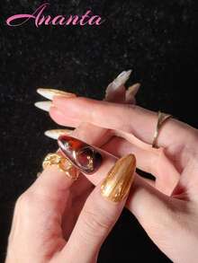 10片手工杏仁形美甲贴纸，高端淡紫色系列，手绘3D立体花卉图案，饰以珠子，心形3D装饰，适合派对、婚礼、日常佩戴，附赠工具包，是女孩和女士的理想之选。 - 彩色 - 查看 3