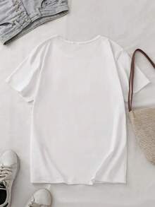 Elegant One-Piece Everyday T-Shirt For Women, With 1975 Vintage Print, Round Neck, Casual Sporty Spring/Summer Style, Chic Fashion T-Shirt For Women. - 白色 - 查看 5