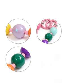 Dopamine Cute Macaron Color Beaded Keychain, Colorful Bead Heart Pendant, Universal Phone Lanyard & Bag Accessory - Multicolor - View 4