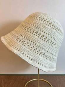 1pc Women's Solid Color Breathable Sun Hat, Minimalist Fashion Beach Sun Hat, Suitable For Beach Activities - Multicolor - View 3