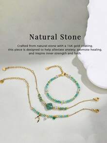 rundraw Beaded Bracelets Set For Women Stackable Healing Layered Bracelets Stack 3PCS Aquamarine Gemstone Crystal Dainty Boho Summer Jewelry For Women - Multicolor - View 7