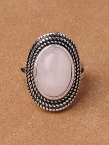 1 chiếc nhẫn đá Lapis Lazuli tổng hợp mạ bạc hợp kim cổ điển, nhẫn đá quý giả đơn thời trang dành cho nữ - Vàng xanh - Xem 14