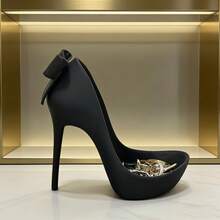 High Heel Shoe Jewelry Storage Box, High Heel Shoe Jewelry Storage Rack Decor, Cute Bow Design Ring Holder, Earring Holder And Bracelet Display Tray, Unique Birthday Wedding Anniversary Women's Gift, Bedroom Vanity Tabletop Decorative Jewelry Storage, Ring, Earring And Necklace Storage - Multicolor - View 4
