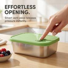 304 Stainless Steel Food Container, Stackable Refrigerator Sealed Fresh-Keeping Box, Fruit And Vegetable Meat Storage Box With Lid, Large Capacity Food Preservation Box, Suitable For Kitchen Food Storage And Organization - Multicolor - View 7