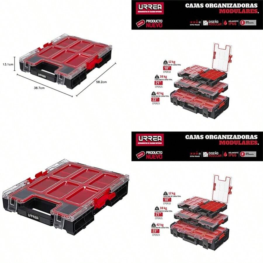 Urrea CPOR10 Caja organizadora plástica modular - Gris - Ver 1