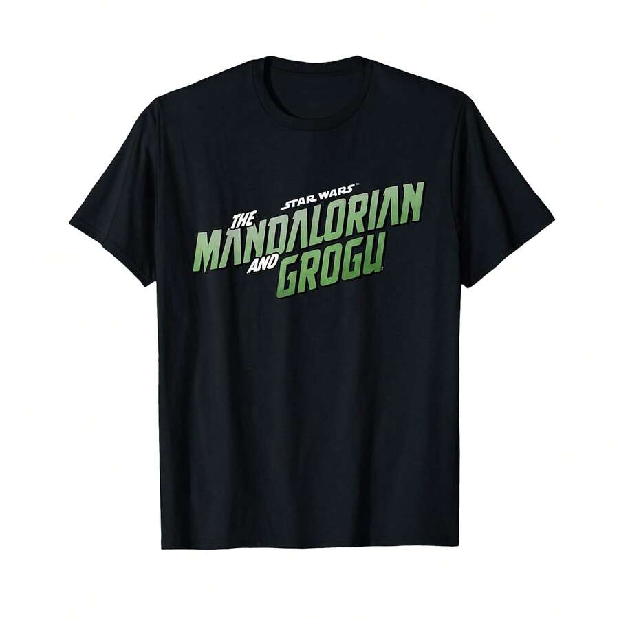 Camiseta unisex de manga corta, camiseta oficial con el logo de la película  The Mandalorian y Grogu, camisetas para hombre, Spiderman, , camisetas para mujer, romwe men, boho chic, regalos para maestros, camisetas para mujer, atuendos curvy para hombre, y2k. - Negro - Ver 1
