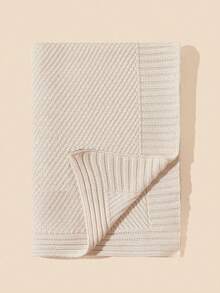 1pc Baby Knitted Blanket, Classic Pattern Pure Cotton Infant Quilt, Suitable For All Seasons - Beige - View 1