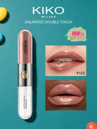 KIKO Milano Milano Unlimited 双效液体唇膏 103号，6毫升，两步打造16小时持久哑光底妆 + 镜面光泽双效，防晕染、防脱妆、防水，呈现高光泽玻璃唇效果，适合所有肤色，是新手入门和送礼的理想之选，韩式彩妆，6毫升/0.2液体盎司