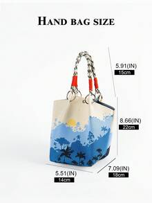 Bolso de cubo de gran capacidad con decoración de nudo de dibujos animados multicolor, bolso de mano elegante y multifuncional para viajes - Celeste - Ver 2