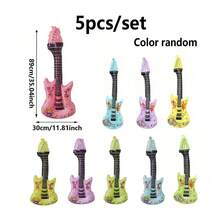 Random Color Guitar Shaped Balloons, Suitable For Birthday Party, Disco Party Decoration, Retro Party Decoration, Toy Balloons - Multicolor - View 7