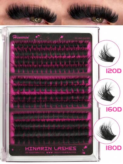 180 sợi mi giả D Curl DIY 120D+160D+180D mềm mại, hiệu ứng 3D, mi nối riêng lẻ, mi cong ấn tượng, độ dài hỗn hợp, dụng cụ trang điểm phù hợp cho sử dụng tại nhà, trang điểm hàng ngày, hóa trang. (Từ khóa: Mi giả, Mi nối, Mi giả, Mi giả)