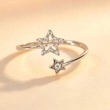 Nhẫn Star Wish, thiết kế độc đáo, kiểu nhẫn hở đốt ngón tay dành cho nữ. - Bạc - Xem 3