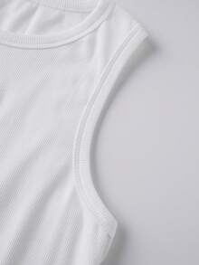 Women's Summer Tank Tops Elegant Rhinestone Palm Tree Decor Sleeveless Round Neck Ribbed Vest For Beach Daily Wear - White - View 8