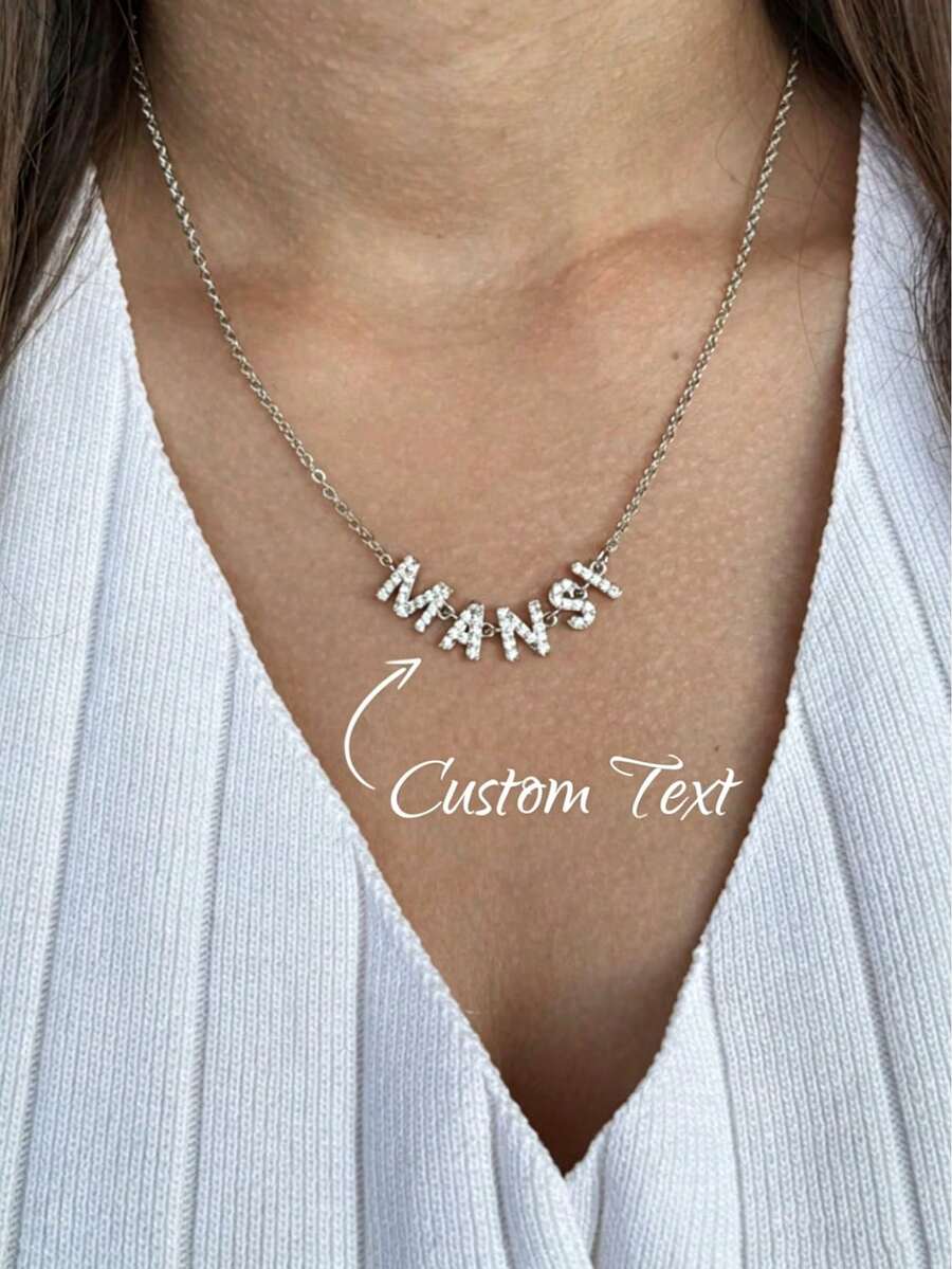 1 chiếc vòng cổ chữ cái đầu tiên tối giản bằng vàng đính đá Cubic Zirconia, vòng cổ chữ cái đơn giản tùy chỉnh tên, mặt dây chuyền chữ cái đầu MAMA bằng thép không gỉ, thời trang, giản dị, cá nhân hóa, món quà độc đáo dành cho bạn gái, mẹ, gia đình, bạn bè, con gái, kỷ niệm, Ngày Valentine, Ngày của Mẹ, sinh nhật, tốt nghiệp, đeo hàng ngày, đám cưới, tiệc tùng. - Bạc - Xem 1
