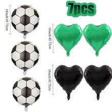 1 ballon de soccer noir et blanc de 18 pouces + 1 ensemble de ballons en forme de cœur en feuille d'aluminium noir et vert, ensemble de ballons en feuille d'aluminium sur le thème du soccer (3 ballons de soccer + 4 formes de cœur), convient pour les fêtes à thème sportif et les anniversaires des fans de football - Multicolore - Voir 3