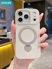 Koolife 白色 360° 旋转磁吸手机壳,PC+TPU 磨砂防震保护套,带指环支架,兼容 Apple 17/17pro/17promax/17Air/16/15/14/13 - 白色 - 查看 2