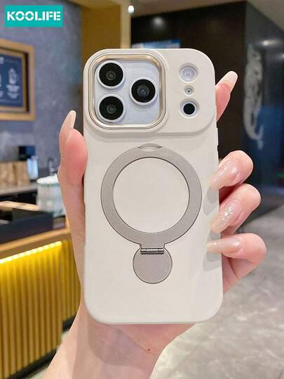 Koolife 1 buah Casing Ponsel Magnetik Berputar 360° Warna Putih, Pelindung Anti Jatuh Matte PC+TPU dengan Stand, Untuk iPhone 18 Pro/18 Pro Max/17/17 Pro/17 Pro Max/17 Air/16/15/14/13