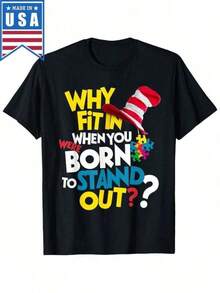 Retro GraphicWhy Fit In Doctor Teacher Cat In Hat Cool  Awareness T Shirt,Camisetas populares de  para uso diario,Ropa de verano, ropa para niños y niñas,camisetas de apoyo para el Mundial,Camisetas del Mundial 2026,Camisetas estampadas,Camisetas estampadas, - Negro - Ver 6