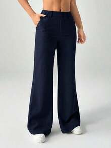 Nuevos pantalones de traje de estilo casual de cintura baja para otoño e invierno - Azul marino - Ver 6