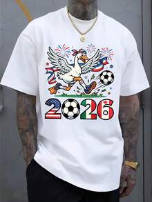 Camiseta del Torneo de Fútbol Norteamericano 2026, Camiseta de la Copa, Camiseta Americana Divertida, Camiseta de Fútbol Goose 2026, Patrón de Fútbol de EE. UU., México y Canadá, Estilo de Moda 2026, Primavera Verano, Deportiva, Talla Grande, Camiseta con Estampado de Hombros Caídos, Regalo Ideal para Fiestas, Talla Grande - Negro - Ver 6