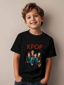 Camisetas estampadas de algodón para niños y niñas (colección 2026) 1 camiseta, estampada con 4 diseños de ídolos masculinos de a Transpirable, cómoda y divertida, perfecta para el uso diario y fiestas, adecuada para niños y niñas, adolescentes, y un regalo para el Día de San Valentín y otras festividades. Camisetas deúsica, Guerreras K-opciones de regalo camisetas de apoyo al Mundial, camisetas de anime conjuntos familiares, camisas para hombre, ropa de hombre,playeras de hombre, blusas para mujer, camisetas de mujer,Skin Friendly Pure Cotton Basic Tee, Casual Short Sleeve Loose Style For Female Ladies, Ideal For Street Fashion School Life Holiday Trip Party Gathering Daily Everyday Casual Dressing Lookropa  ropa de mujer basicos mujer tops de mujer ofertas ropa deportiva de mujer playeras para hombre playeras de mujer y26k mujer - Negro - Ver 1