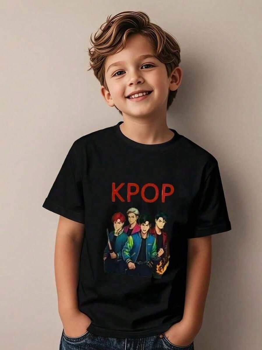 Camisetas estampadas de algodón para niños y niñas (colección 2026) 1 camiseta, estampada con 4 diseños de ídolos masculinos de a Transpirable, cómoda y divertida, perfecta para el uso diario y fiestas, adecuada para niños y niñas, adolescentes, y un regalo para el Día de San Valentín y otras festividades. Camisetas deúsica, Guerreras K-opciones de regalo camisetas de apoyo al Mundial, camisetas de anime conjuntos familiares, camisas para hombre, ropa de hombre,playeras de hombre, blusas para mujer, camisetas de mujer,Skin Friendly Pure Cotton Basic Tee, Casual Short Sleeve Loose Style For Female Ladies, Ideal For Street Fashion School Life Holiday Trip Party Gathering Daily Everyday Casual Dressing Lookropa ropa de mujer basicos mujer tops de mujer ofertas ropa deportiva de mujer playeras para hombre playeras de mujer y26k mujer - Negro - Ver 1