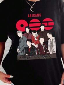 Camiseta con collage de Army, diseñada por fans del arte de Bangtan Boys, camiseta suave de . , productos,conjuntos de mujer,,,women clothing casual,2000's style,blouse,Unisex T-Shirt Q2B8 Blusas Para Mujer Casual,Everyday Must Have Pure Cotton Short Sleeve Tee, Casual Loose Comfy Style For Women Teen Girls, Lightweight Fabric For Daily Commute Street Leisure Campus Activity Dating Holiday Travel Wearropa  ropa de mujer basicos mujer tops de mujer ofertas ropa deportiva de mujer playeras para hombre playeras de mujer y20k mujer - Negro - Ver 1